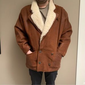 Vintage Brown Shearling Men's Coat